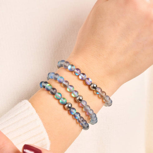 Grey | Silver | Mermaid Glass Bead Bracelet